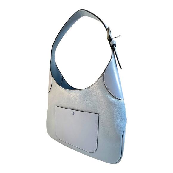 KATE SPADE Baby Blue Pebble Leather shoulder Bag Silver-tone Logo & Hardware NWT - Picture 6 of 15